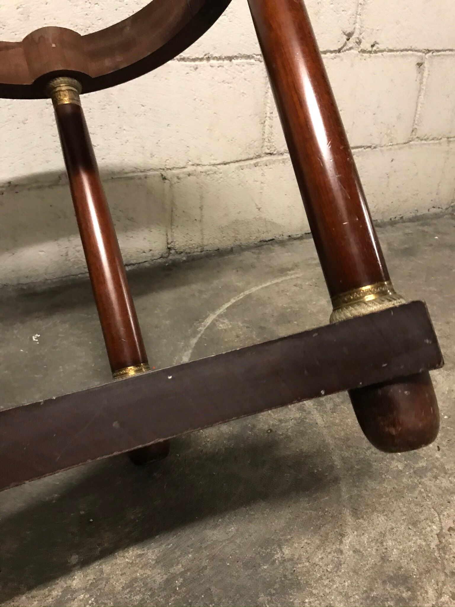 Side table tripod Empire style in solid mahogany and grey marble tray