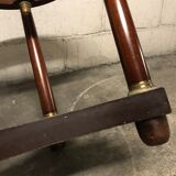 Side table tripod Empire style in solid mahogany and grey marble tray