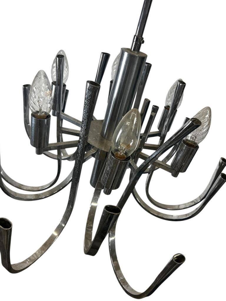 Lustre vintage chromé / suspension avec 6 points lumineux