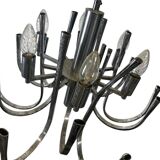 Lustre vintage chromé / suspension avec 6 points lumineux