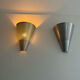 Pair of vintage conical wall lights, ribbed metal, Sweden 1970