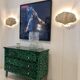Commode italienne en verre vert-malachite de style mid-century modern
