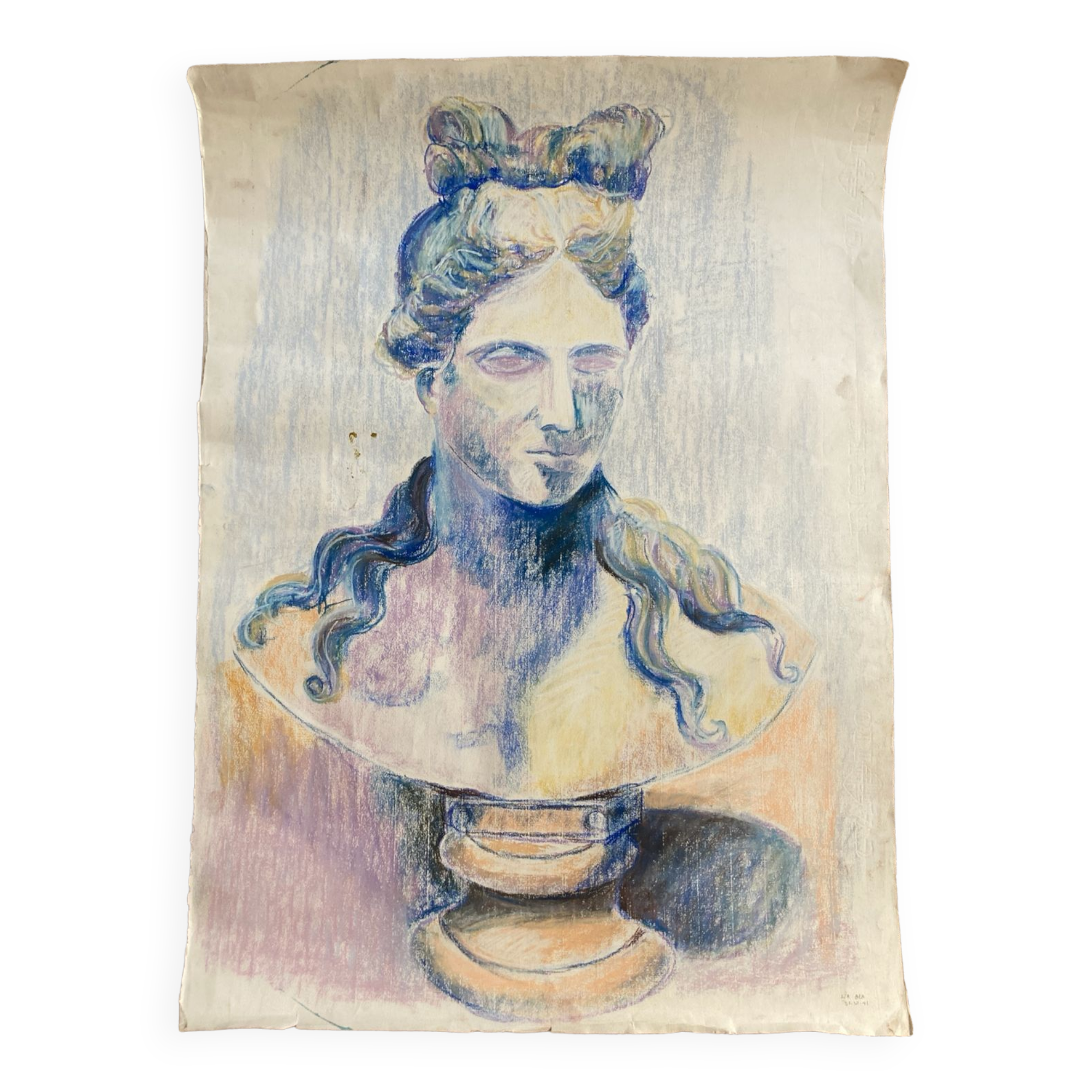 Pastel bust portrait on paper