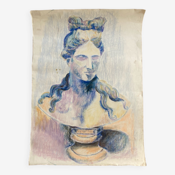 Pastel bust portrait on paper