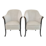 Pair of Giorgetti Italian Velvet Armchairs "Progetti", 1980s