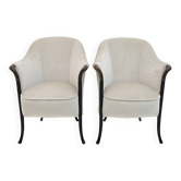 Pair of Giorgetti Italian Velvet Armchairs "Progetti", 1980s