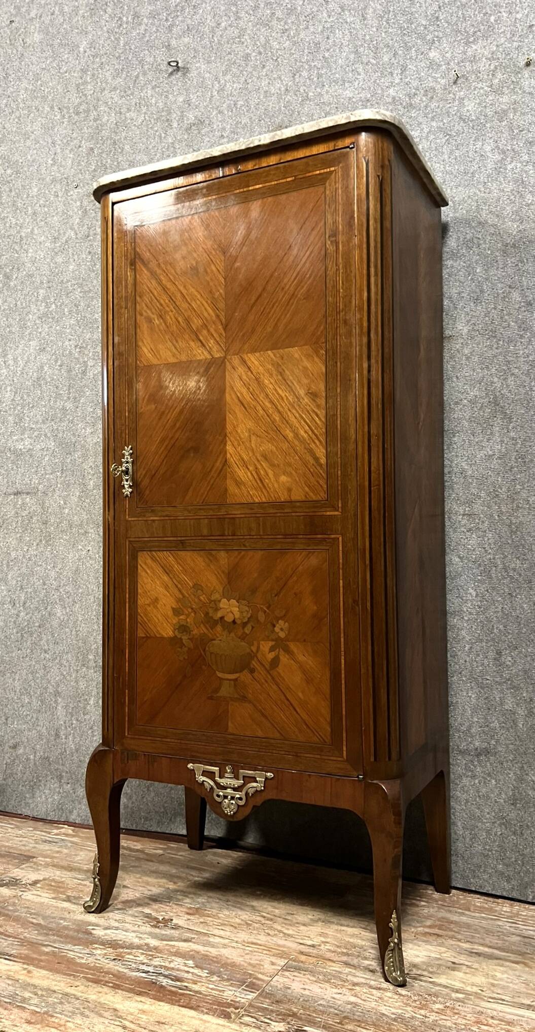 Louis XV style cabinet in marquetry circa 1850