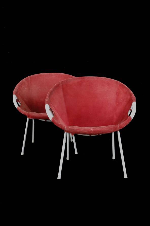 Set of 2 Lusch Balloon Chairs / suede armchairs / cocktail chairs / Mid Century Modern Design / 1960s