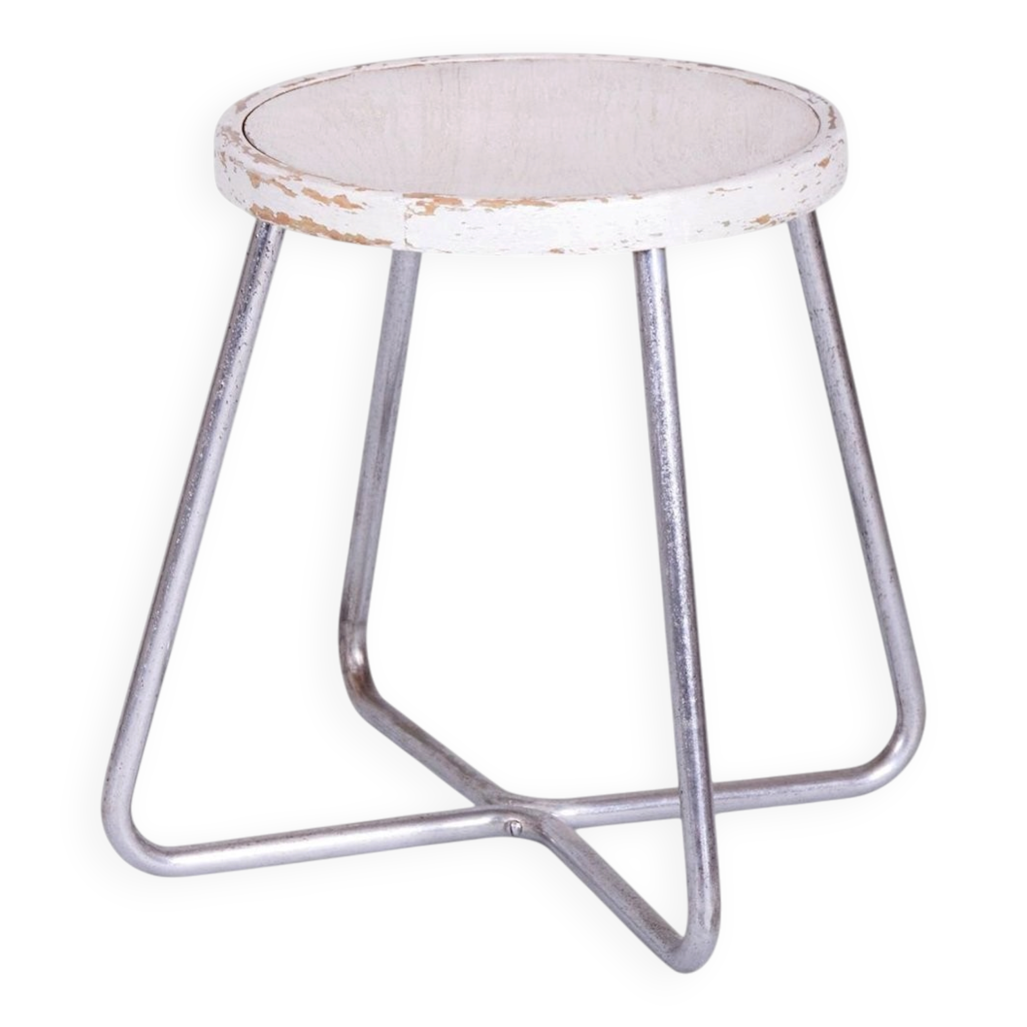 Bauhaus Stool in Beech, Chrome, and Steel from Mücke-Melder, Czech, 1930s