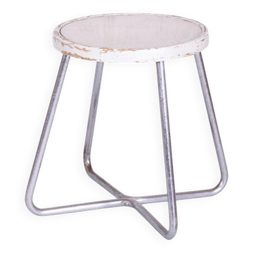 Bauhaus Stool in Beech, Chrome, and Steel from Mücke-Melder, Czech, 1930s