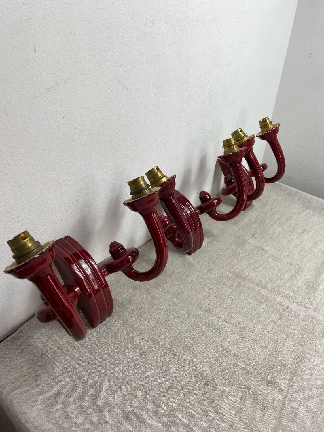 Art Deco ceramic wall lights, adjustable arms
