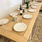 Table de ferme en chêne massif avec 2 rallonges centrales