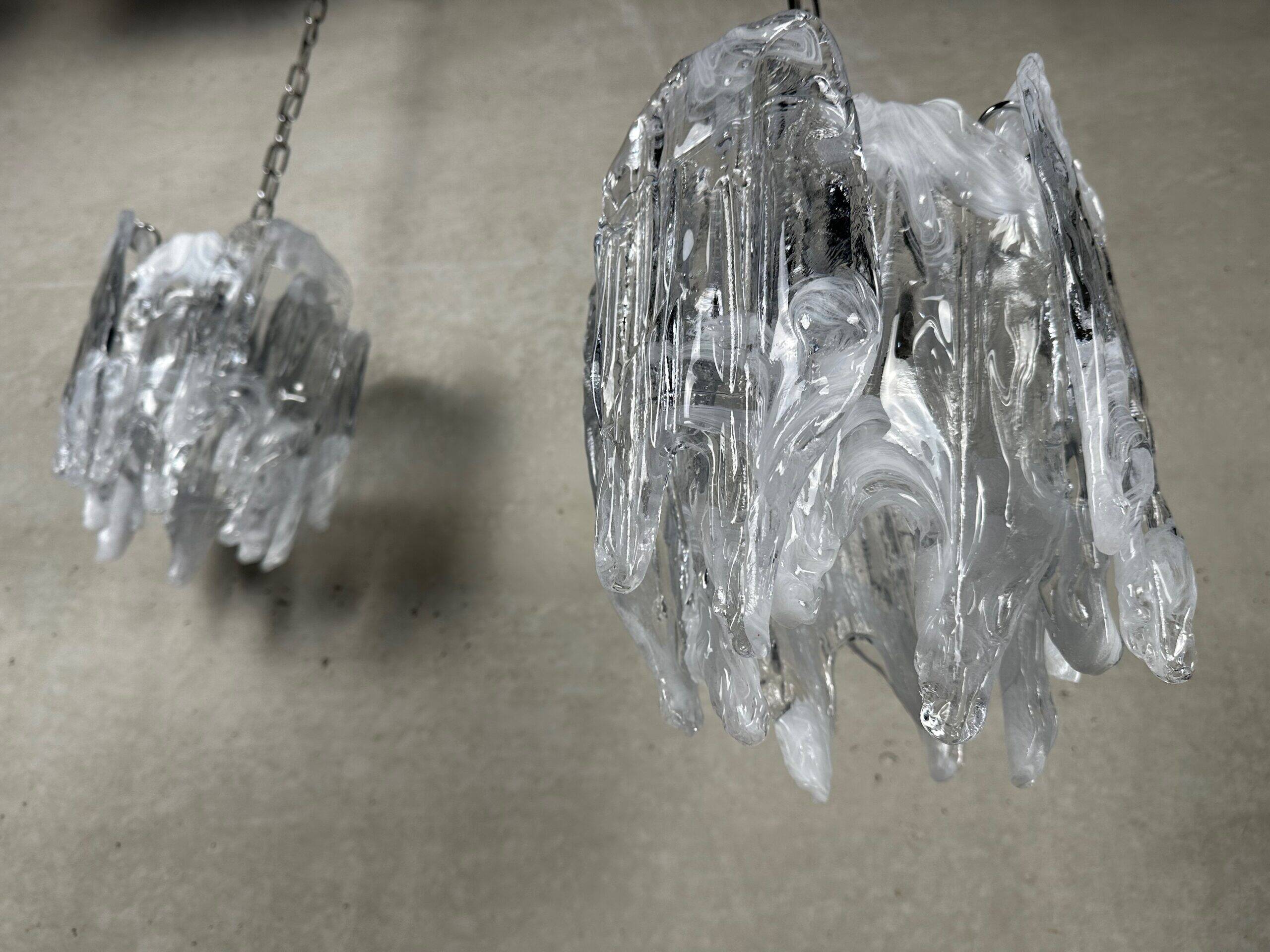 2x vintage Mazzega 'melting glass' chandeliers – Murano