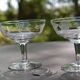 4 original antique champagne glasses in Belgian engraved glass