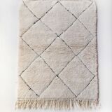 Moroccan Berber carpet blessed ouarain ecru with black diamonds engraved 148x108cm