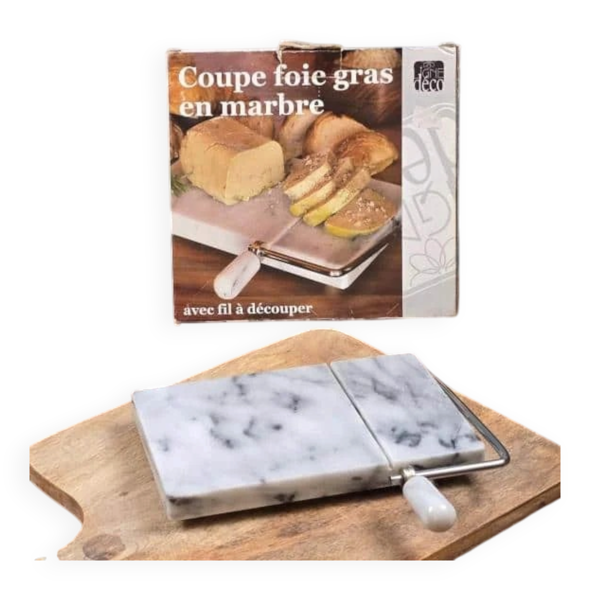Marble foie gras cutter with cutting wire, like new condition.