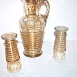 Theresienthal ? Broc bière aiguière et verres chope en verre irisé Bohème ou Allemagne