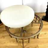 Napoleon III style ottoman in gilded metal with bamboo décor