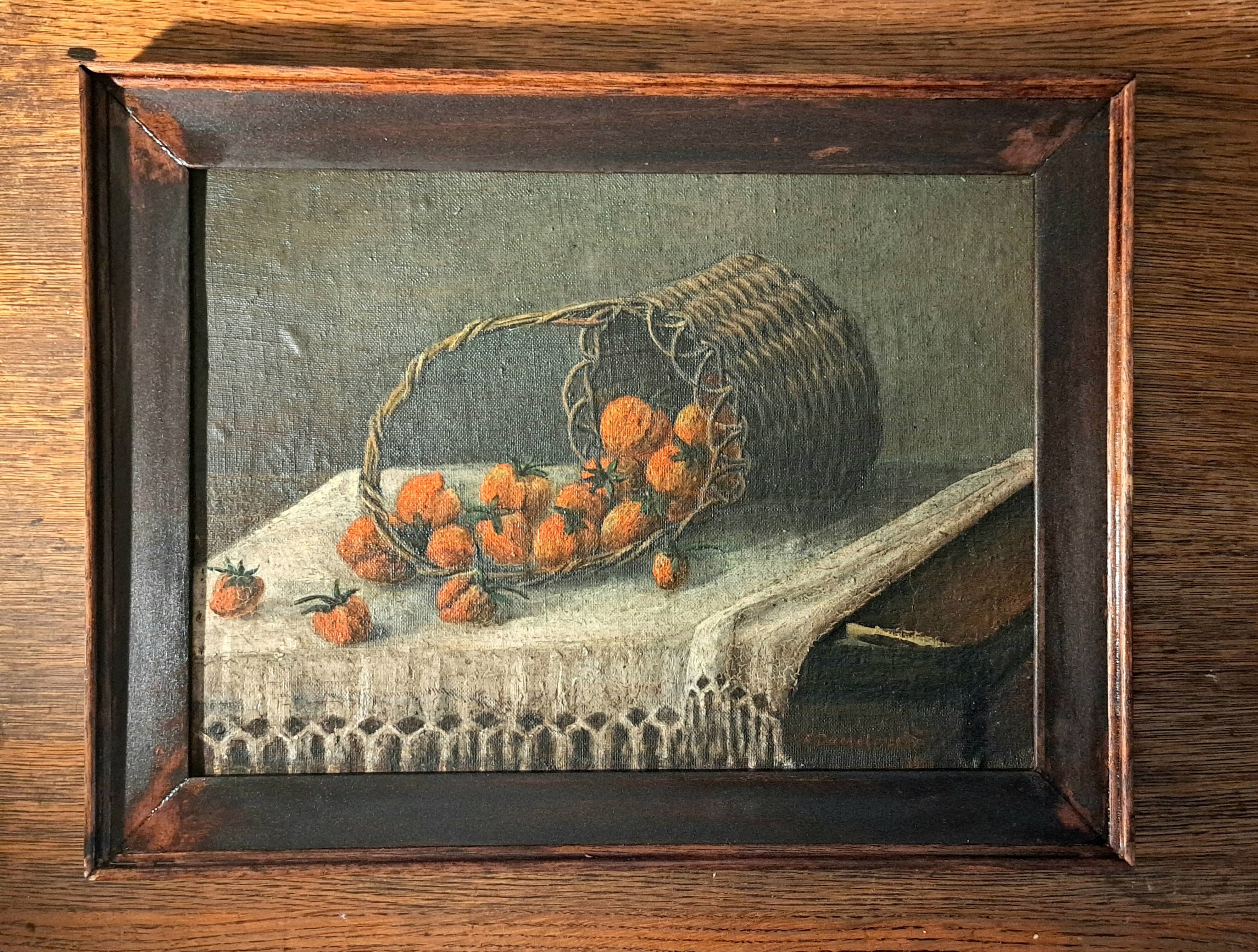 Post-impressionist painting, Oil on Canvas signed Still Life 1929