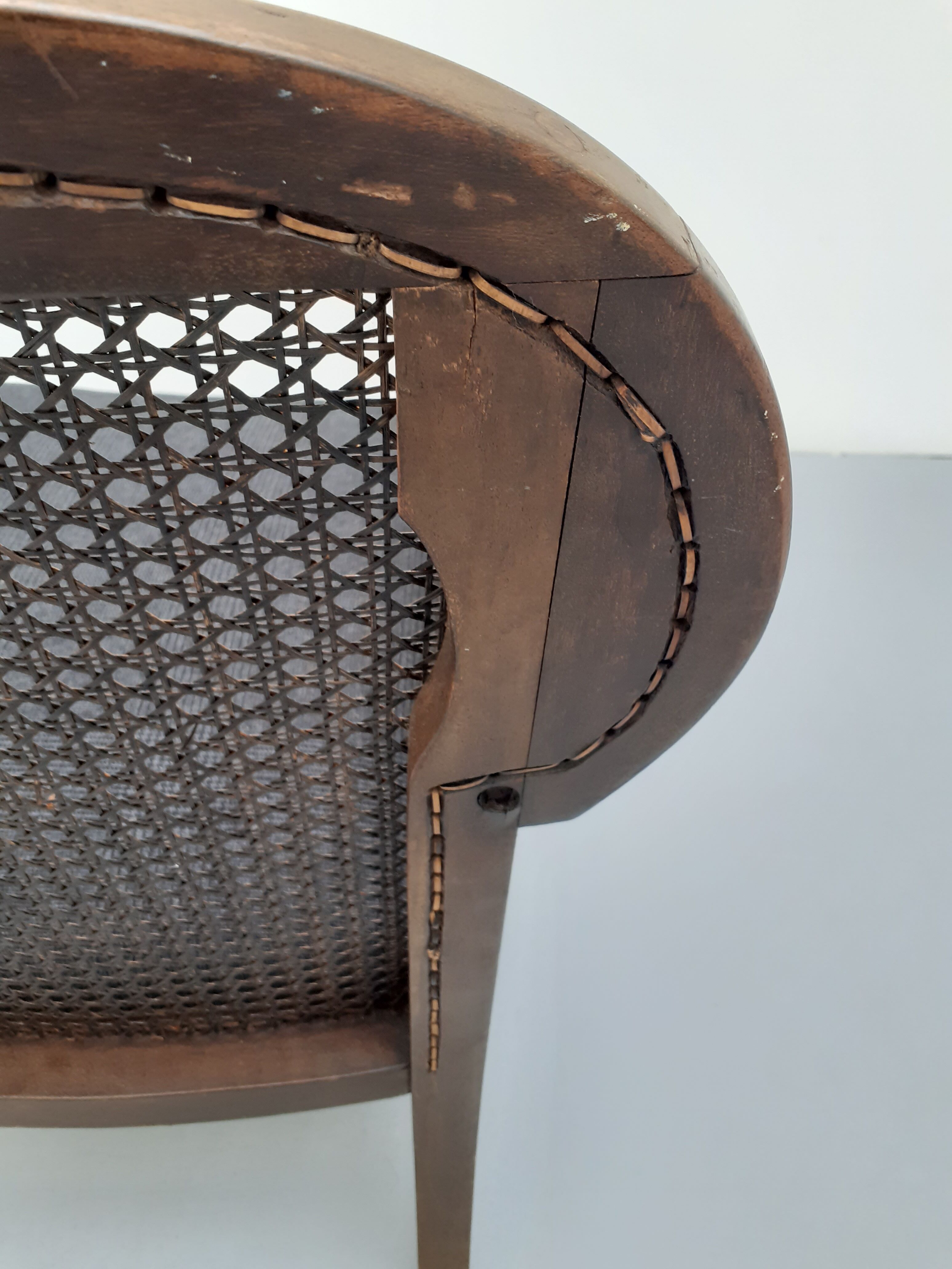 Colonial wooden armchair and cannage