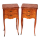 Pair of French Rosewood Nightstands, Marble Top Nighstands, Marquetry Bedsi