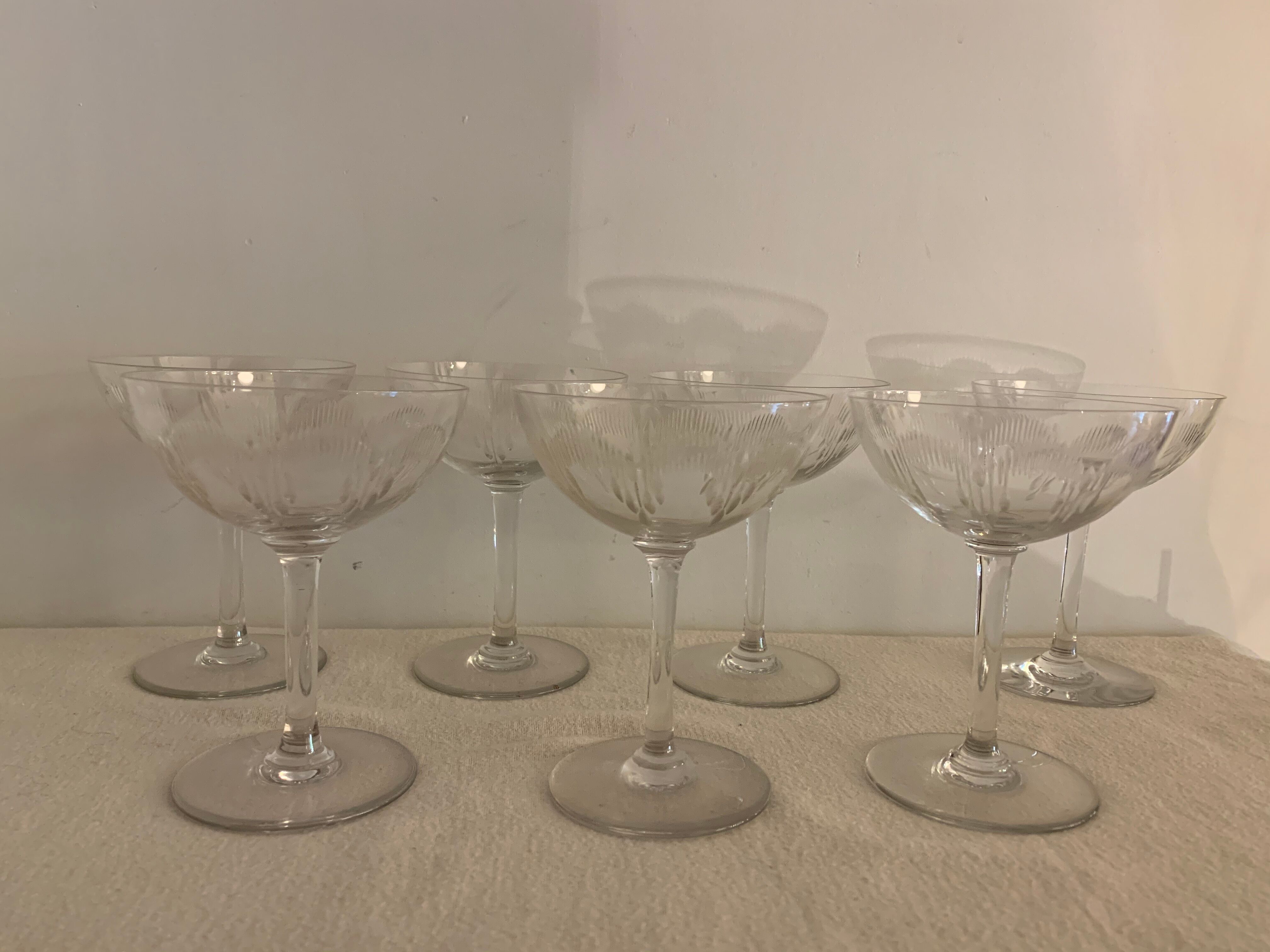 7 cut crystal champagne glasses