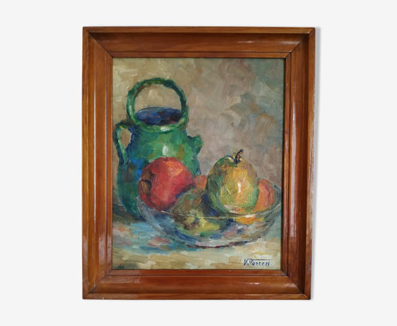 Nature morte à la gargoulette de Victor Ferreri huile sur panneau
