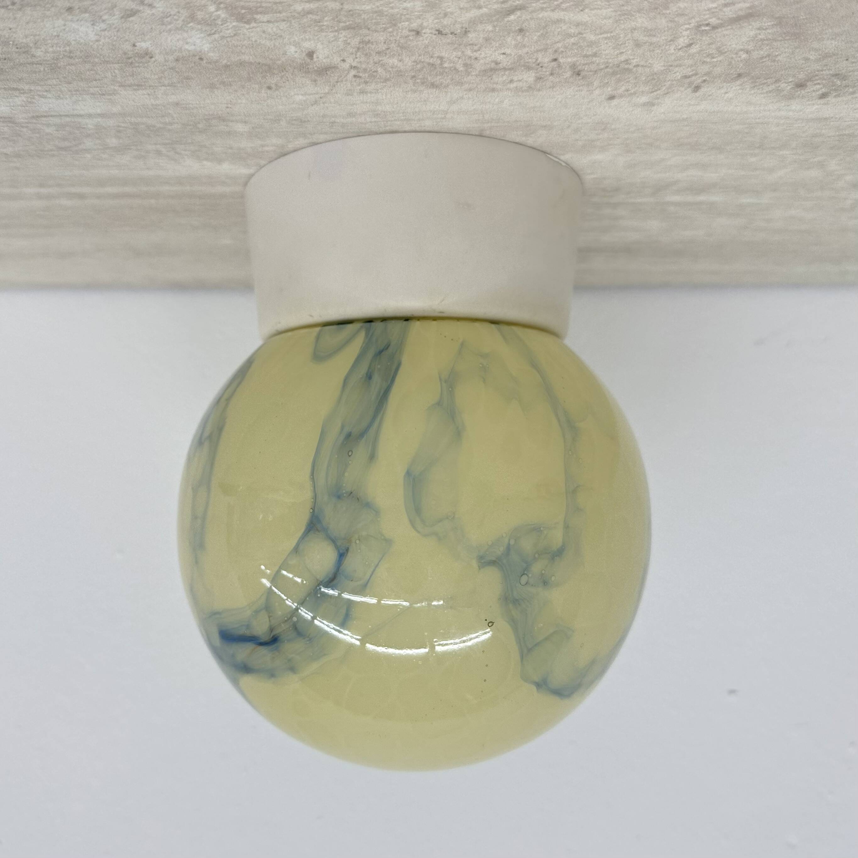 Thabur art deco marbled glass ceiling lamp , 1930s the Netherlands