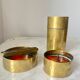 Vintage Red Enamelled Bronze Set, Ashtray, Candle Holder & Lidded Jar, 50s