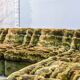 XL Woodstock Style Greenish Velvet Modular Sofa with Ottoman by Laauser 70s