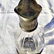 Old duck shaped decanter in crystal and tin