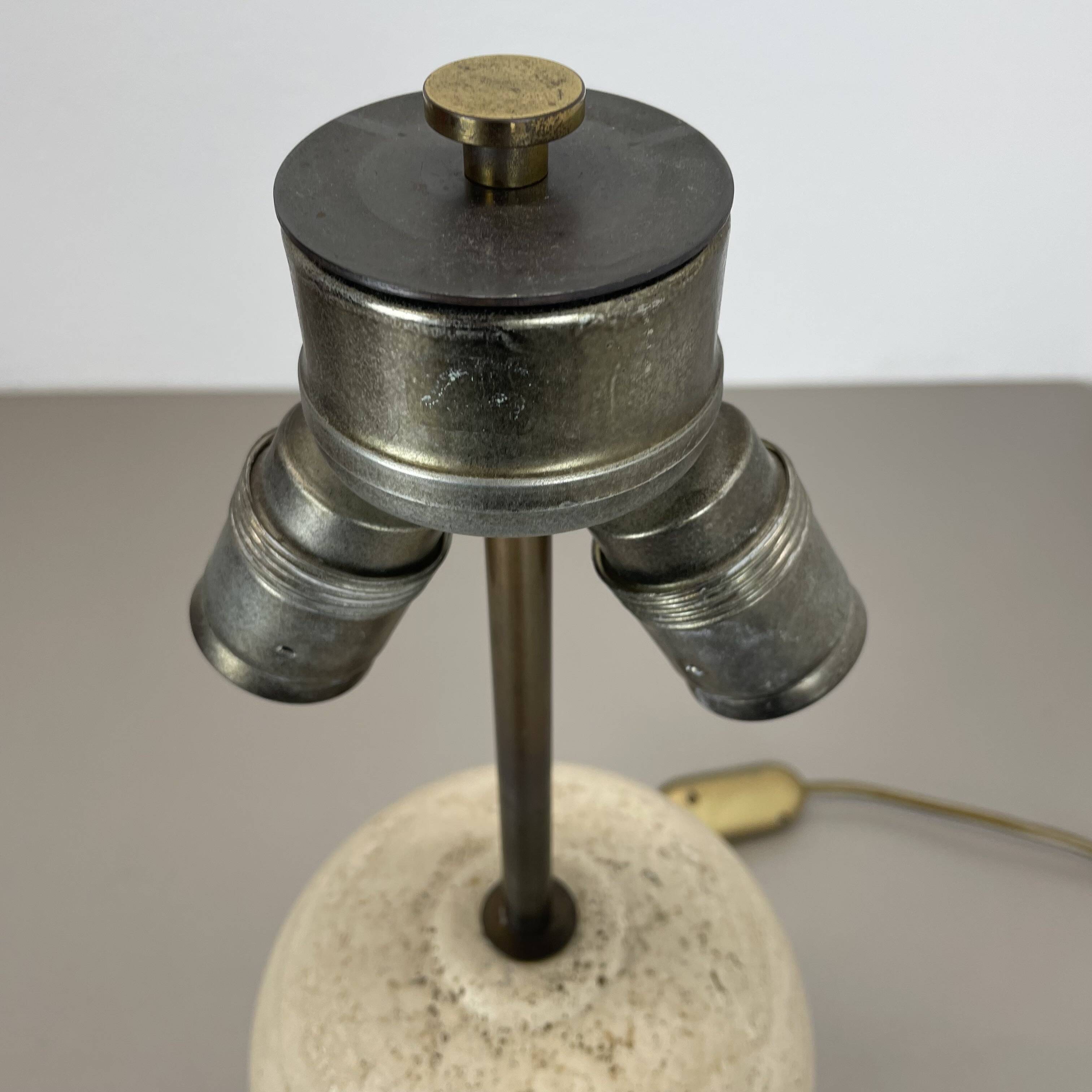 Large Travertine Marble Fratelli Mannelli Style Table Light Base, Italy, 1970s