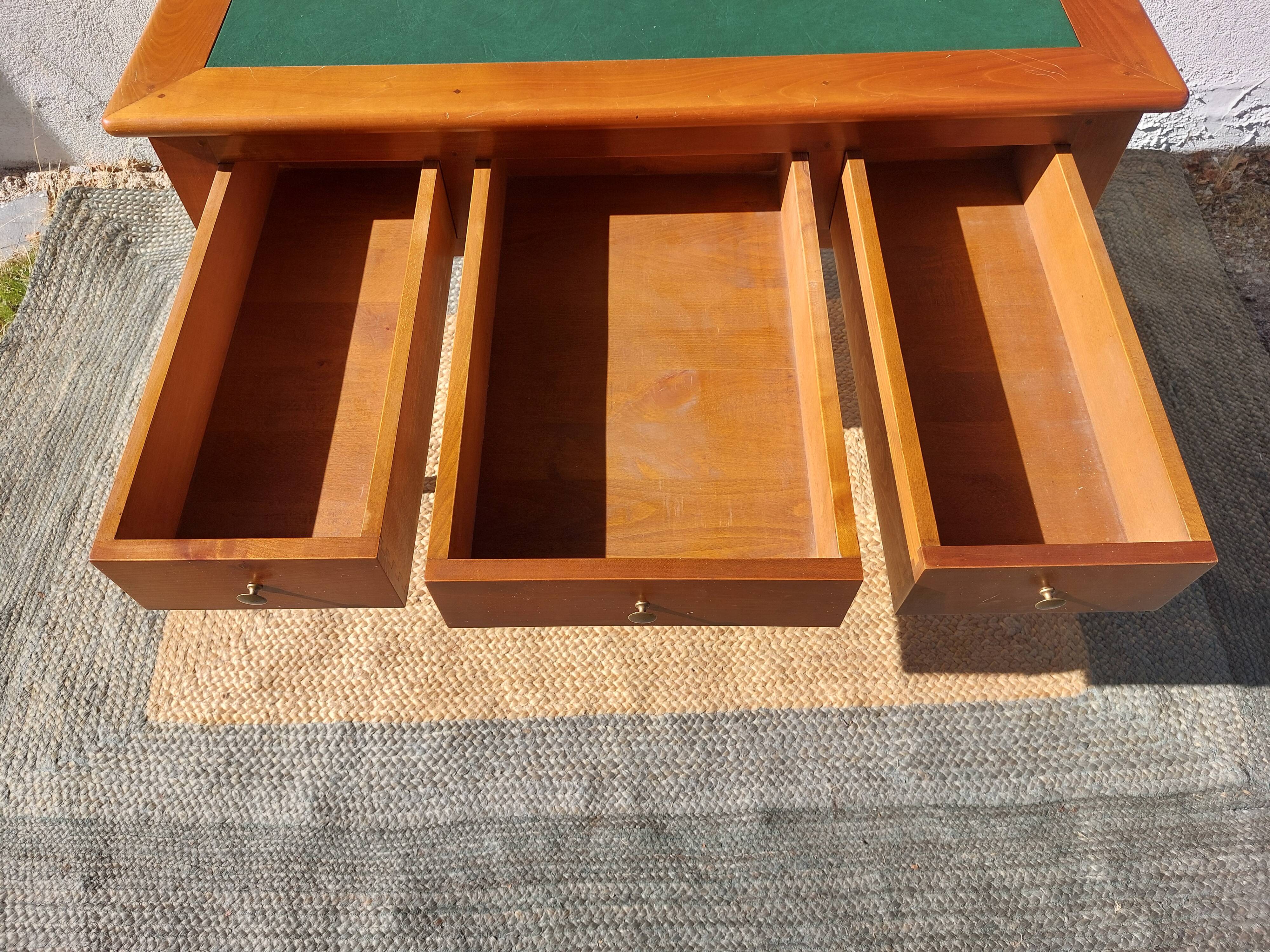 Desk, green leather top