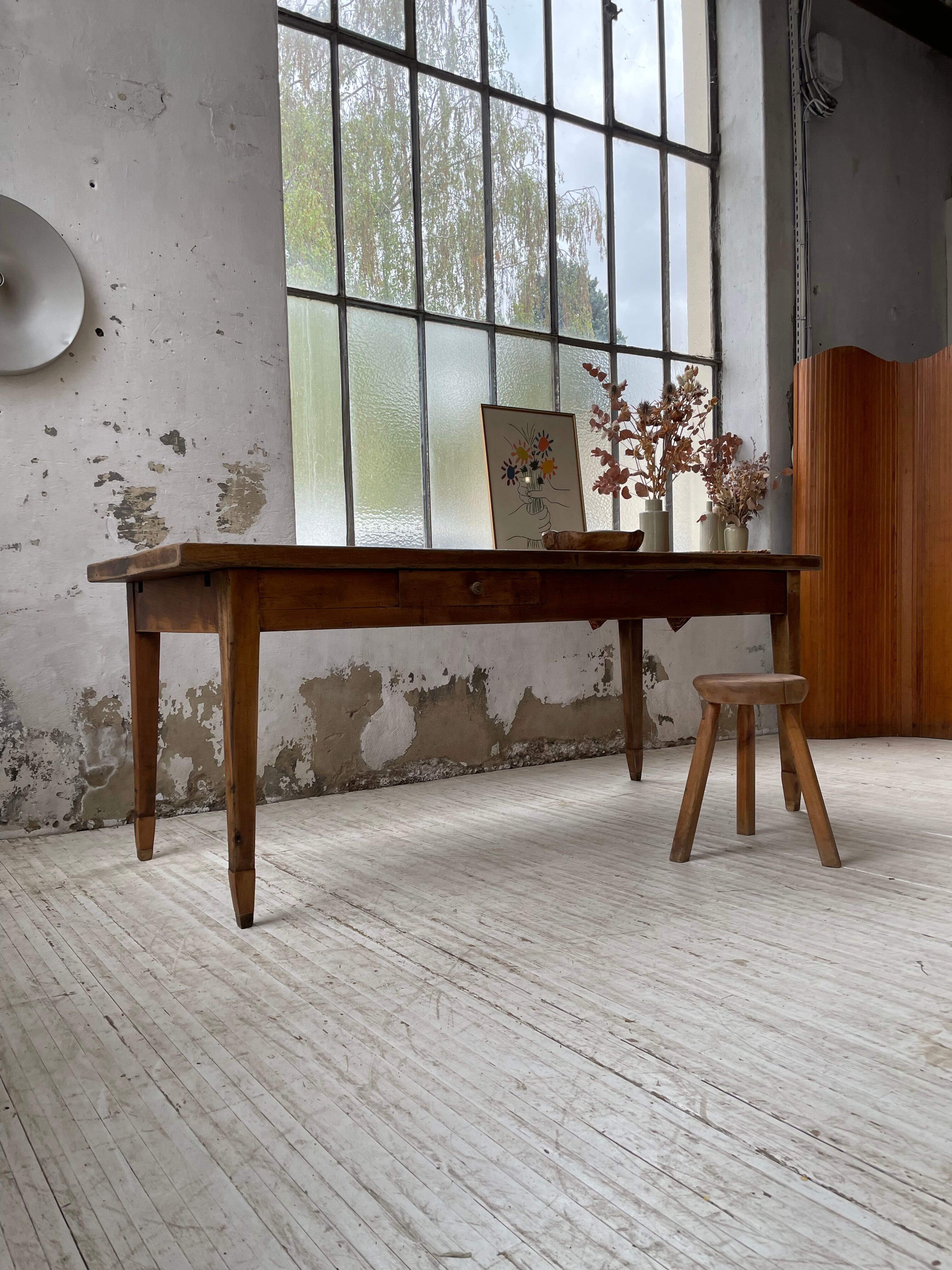 Farmhouse table in oak and walnut 2m