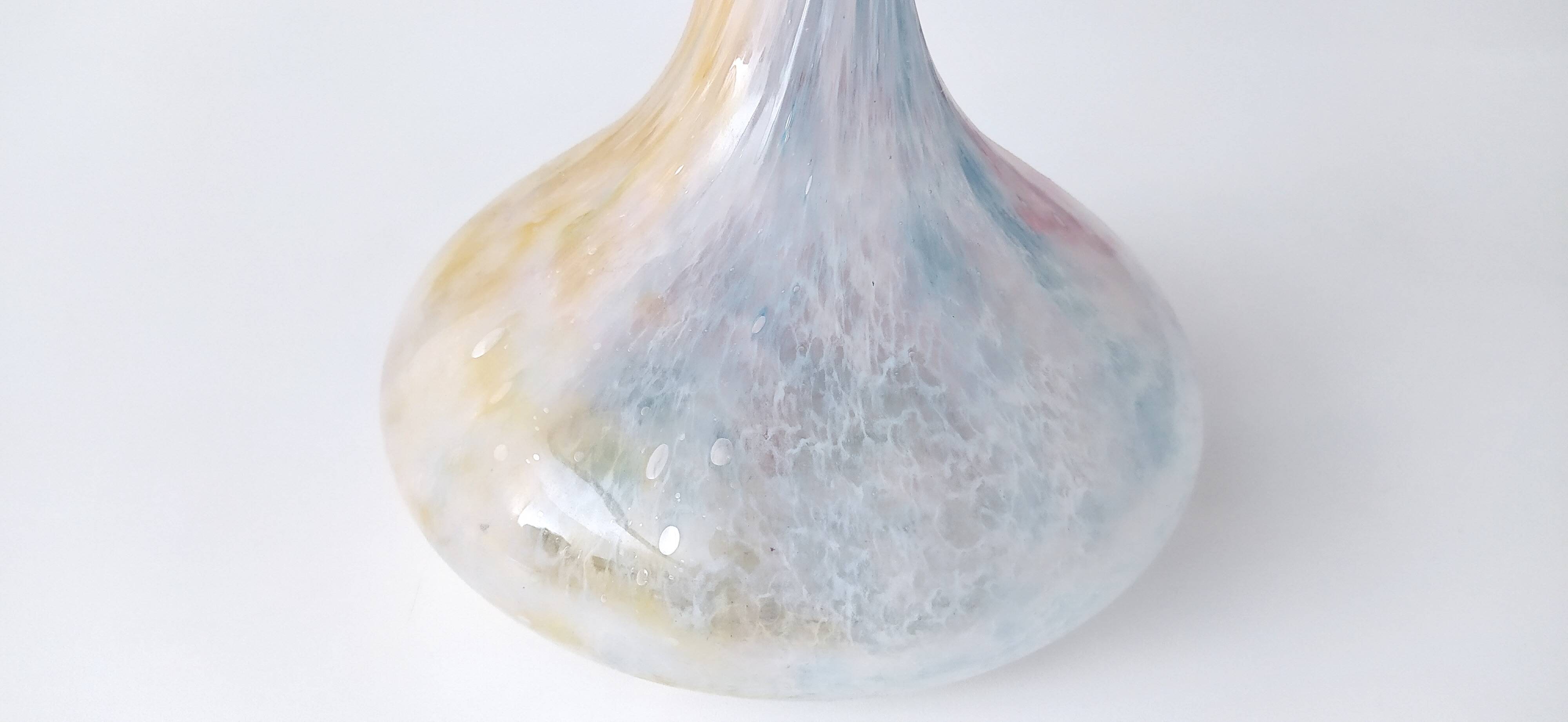 Vintage pastel colors polychrome murano glass flower vase, italy
