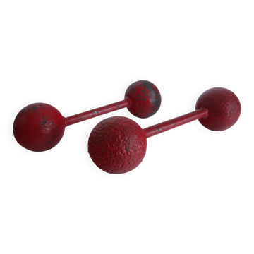 Ensemble d'haltères Art déco à double boule, années 1930.