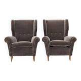 Set of grey velvet armchairs, 1950s.