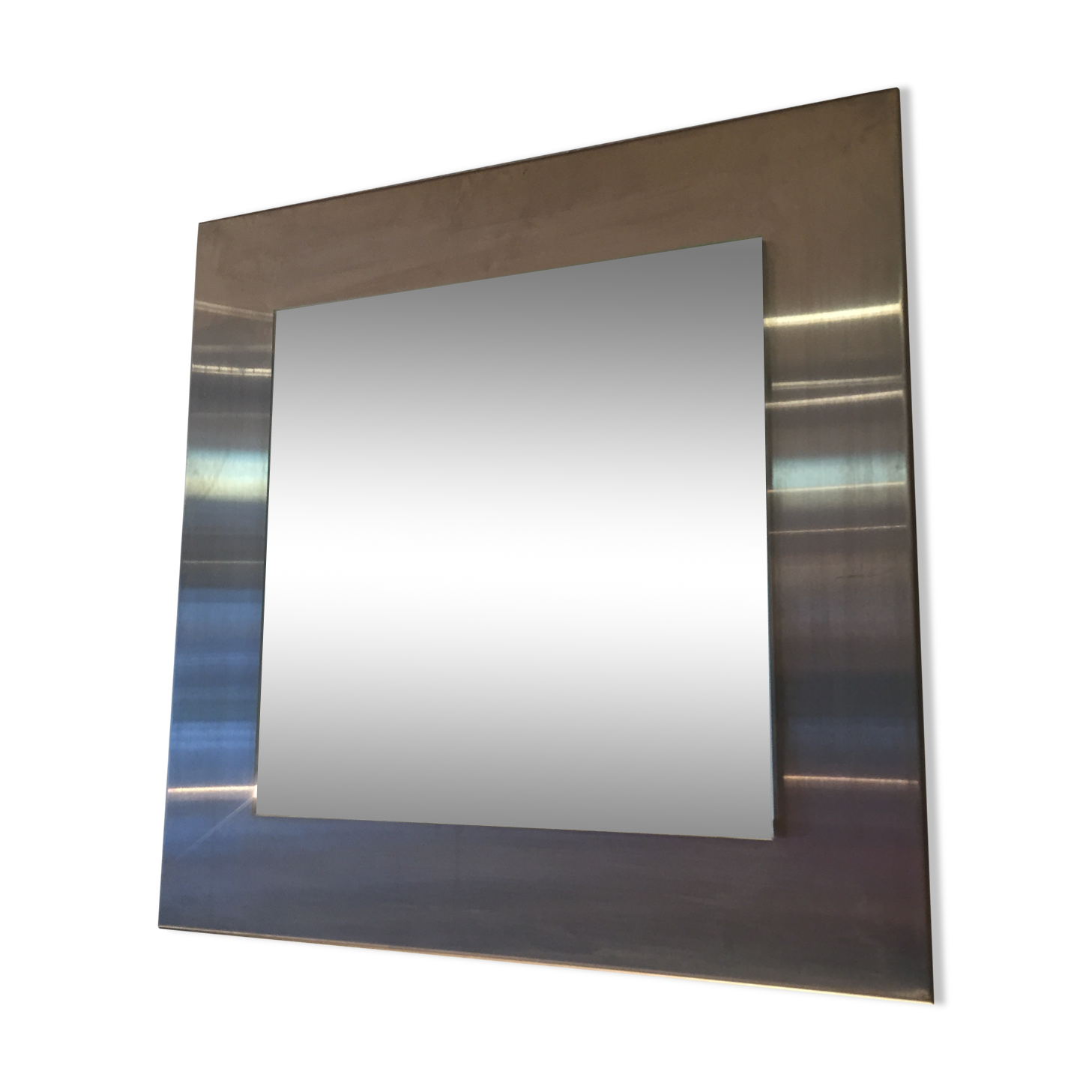 Square mirror 45x45cm 1970s stainless