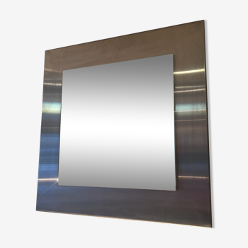 Miroir carré 45x45cm en inox des années 1970