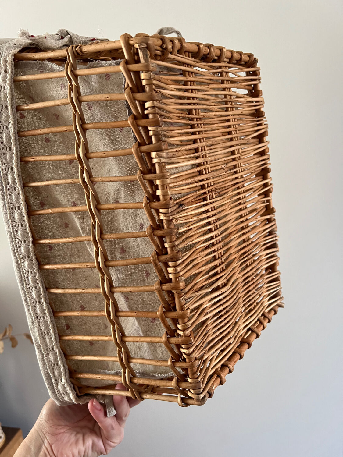 Rustic vintage wicker storage basket
