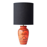 Dutch Orange Gouda Ceramic Table Lamp 'Tokio', 1970s, New Black Linen Shade