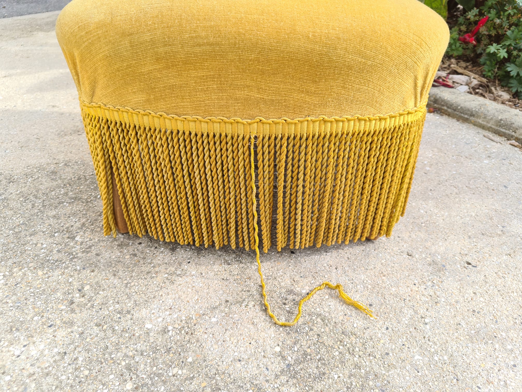 Yellow toad armchair with fringes