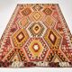 6x9 Colorful Handmade Geometric Kilim Rug, 182x283Cm
