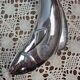 SILEA fish serving platter or dish in glass, with silver fish handles.