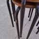 3 wooden and tube school stools