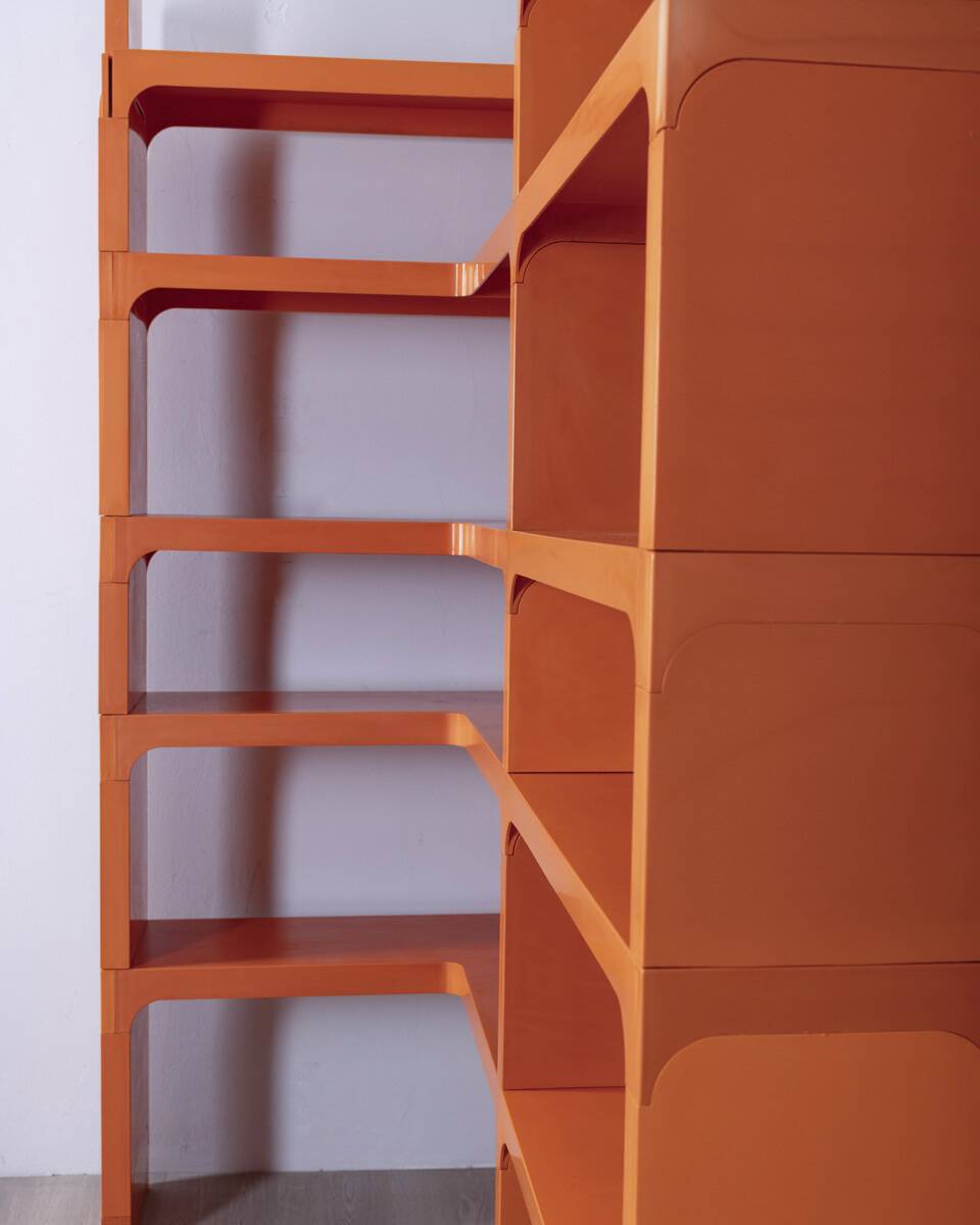 Vintage 1970s plastic corner bookcase designed by Olaf Von Bohr for Kartell