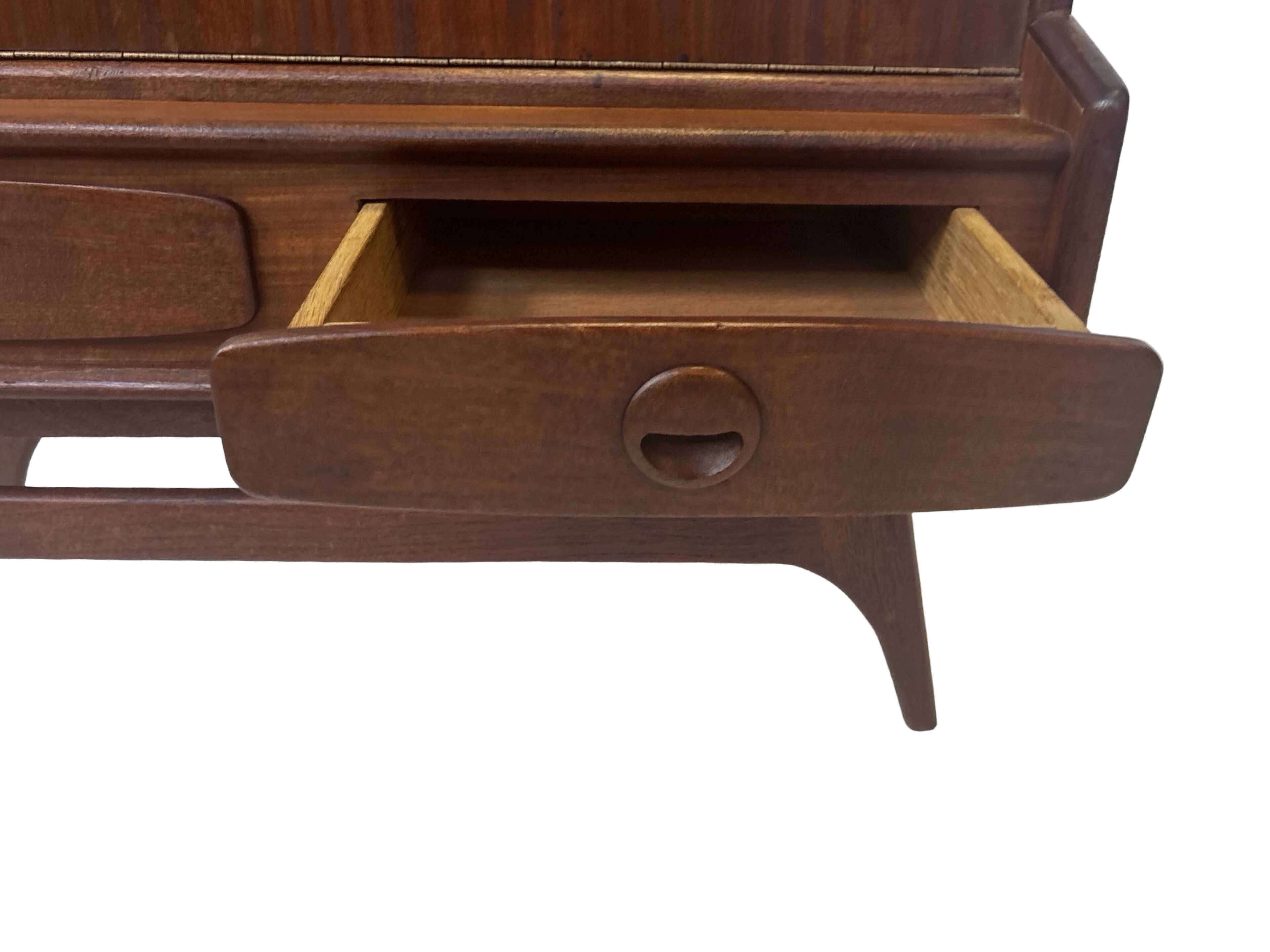 Vintage teak wall cabinet with flap door 1960s design wall unit