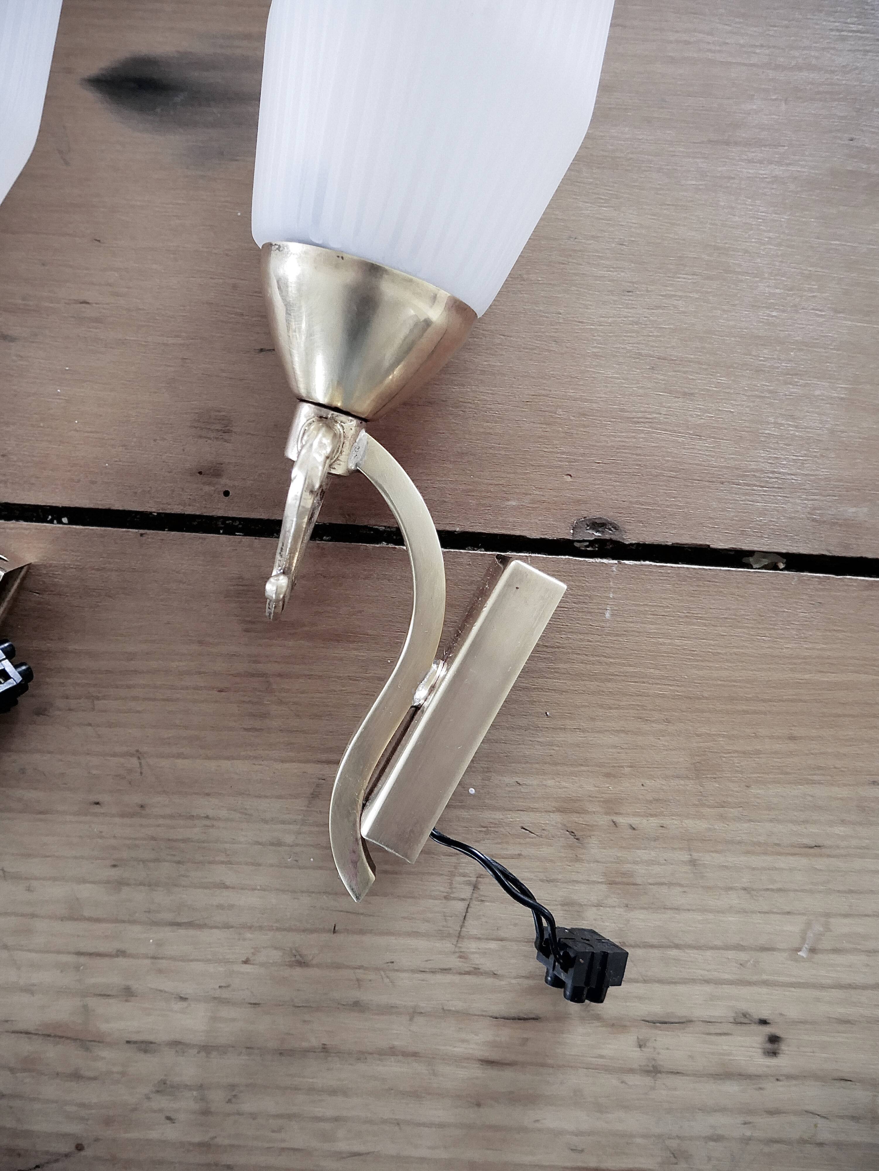 Pair opaque glass sconces