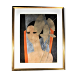 André Minaux (1923-1986). "portrait of elegant." fat pastel on paper signed on view 64 x 49 cm