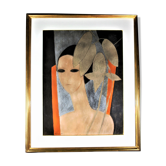 André Minaux (1923-1986). "portrait of elegant." fat pastel on paper signed on view 64 x 49 cm